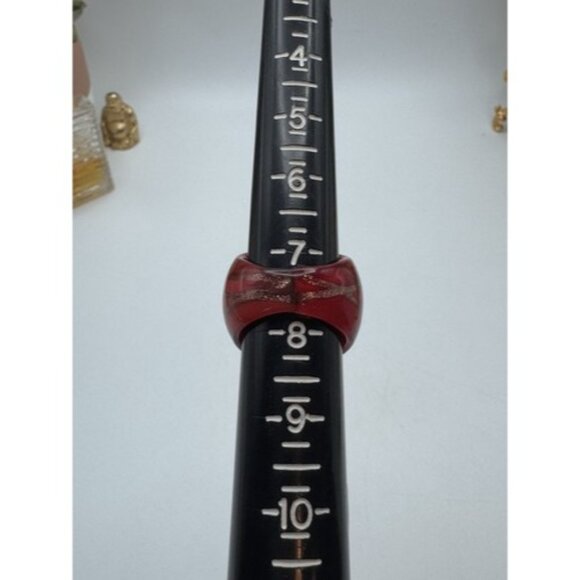 Copper-Red Glitter Metallic Lamp Work Glass Ring Domed Murano-Style Size 7.5 - Picture 6 of 10